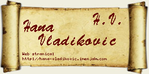 Hana Vladiković vizit kartica